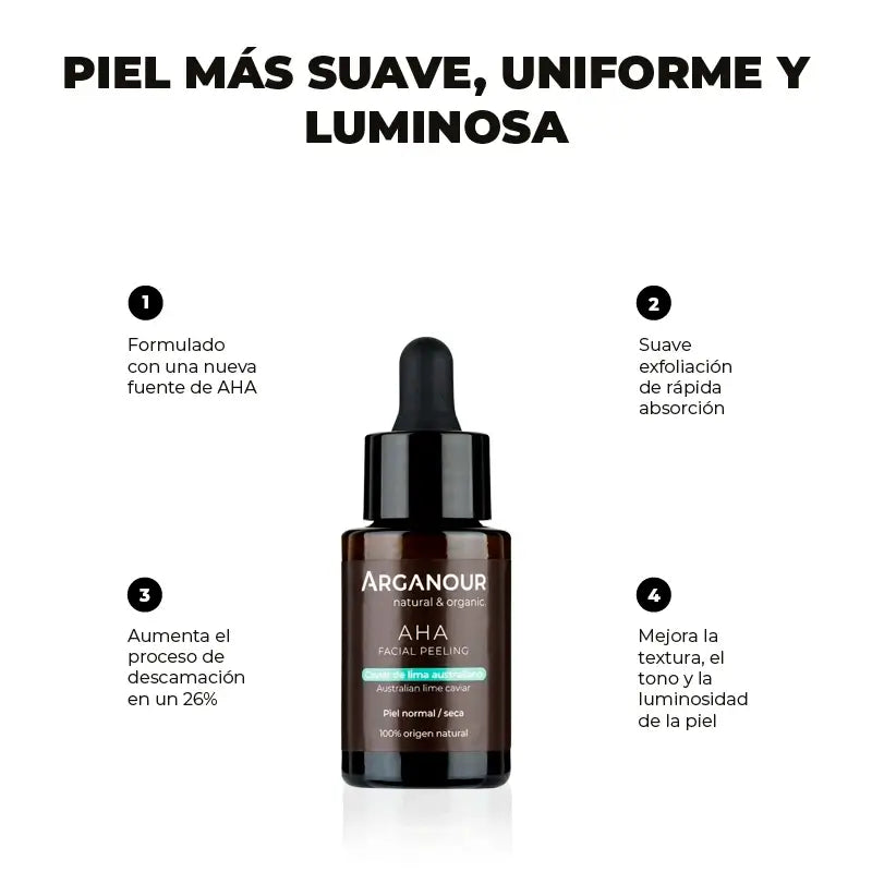 Arganour Facial Aha - Peeling del viso al caviale di lime australiano, 30 Ml