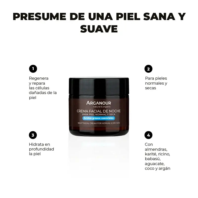 Arganour Crema viso anti-età notte, 50 Ml