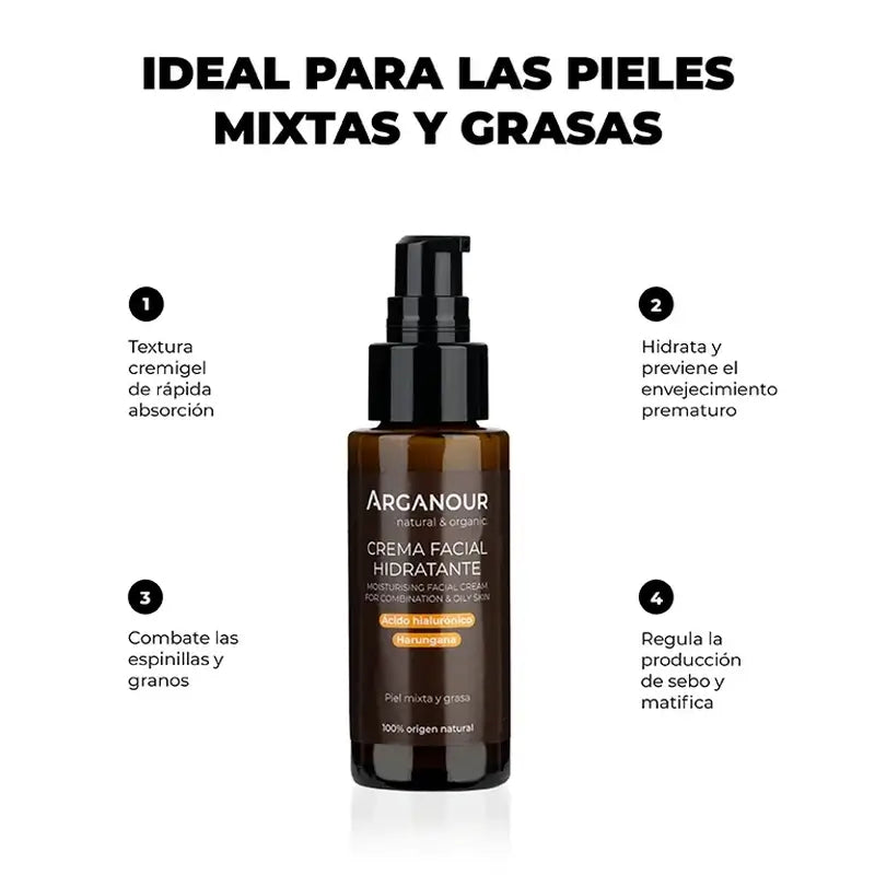 Crema viso Arganour per pelli grasse/miste, 50 Ml