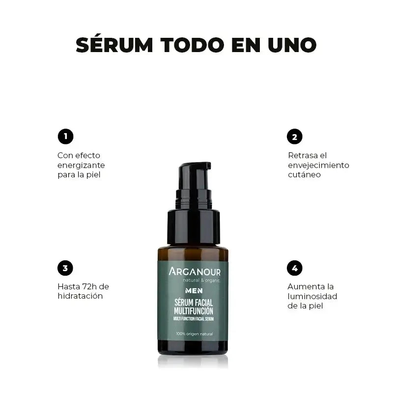 Arganour Gel Viso Multifunzionale Uomo, 30 Ml