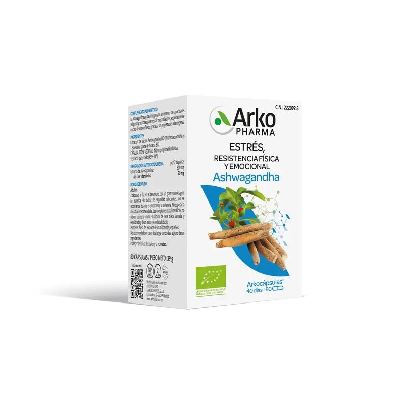 Arkopharma Arkocápsulas Ashwagandha Bio, 80 capsule