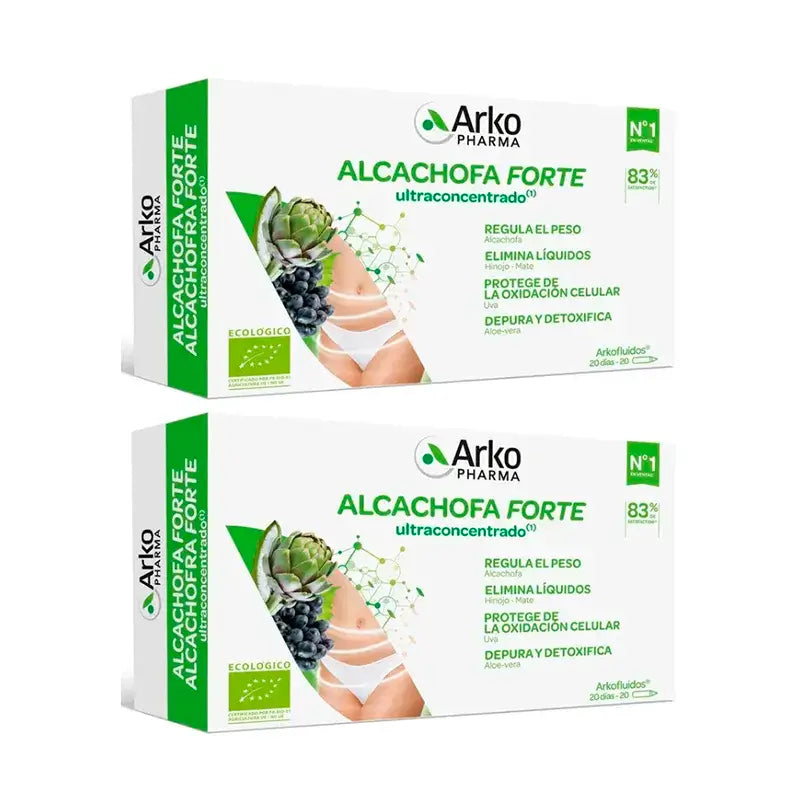Arkopharma Arkofluido Carciofo Forte Ultraconcentrato + Aloe Vera, 2X20 fiale