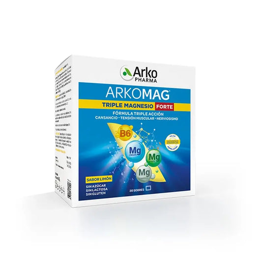 Arkopharma Arkomag Triplo Magnesio Forte, 20 bustine al limone