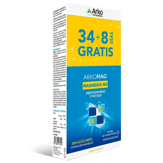 Arkopharma Arkomag Magnesio B6 Confezione, 42 compresse effervescenti