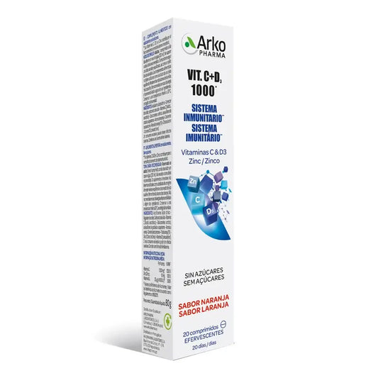 Arkopharma Vitamina C&D3 1000 mg + Zinco effervescente, 20 compresse