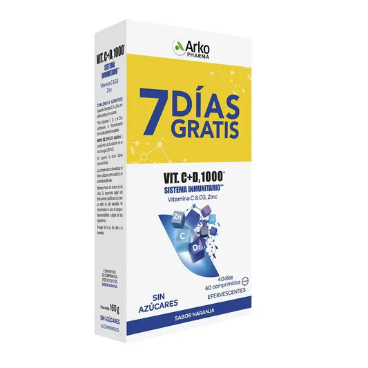 Arkopharma Vitamina C&D3 + Zinco, 2X20 compresse, 1000 mg