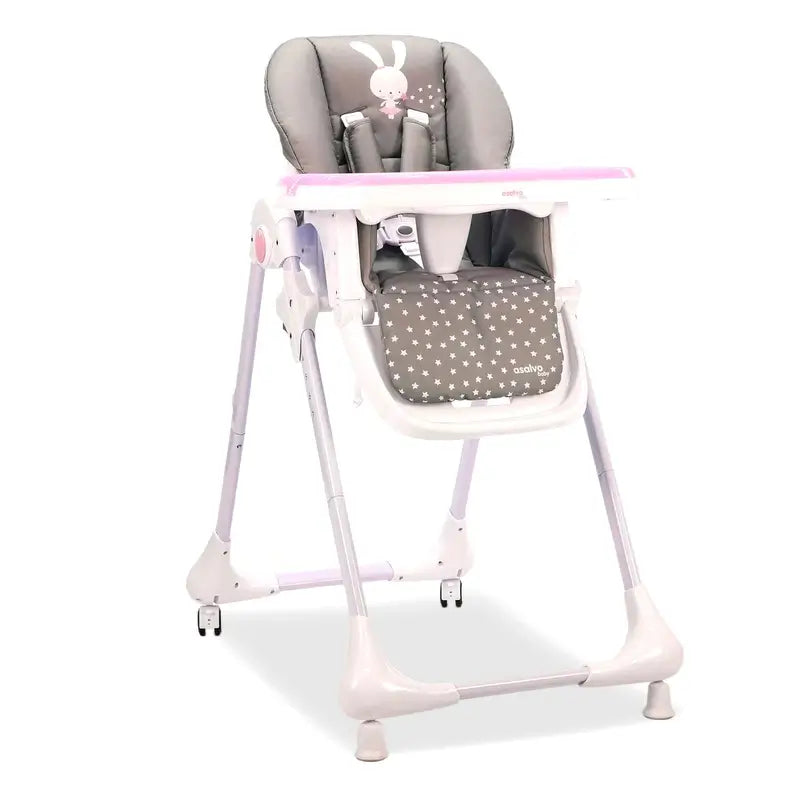 Seggiolone Asalvo rosa coniglietto con ruote
