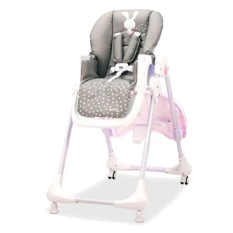Seggiolone Asalvo rosa coniglietto con ruote