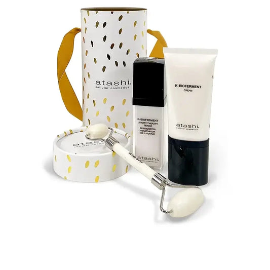 Atashi Ritual K-Bioferment Serum + Revitalising Anti-Ageing Cream + Jade Roller Gift Box
