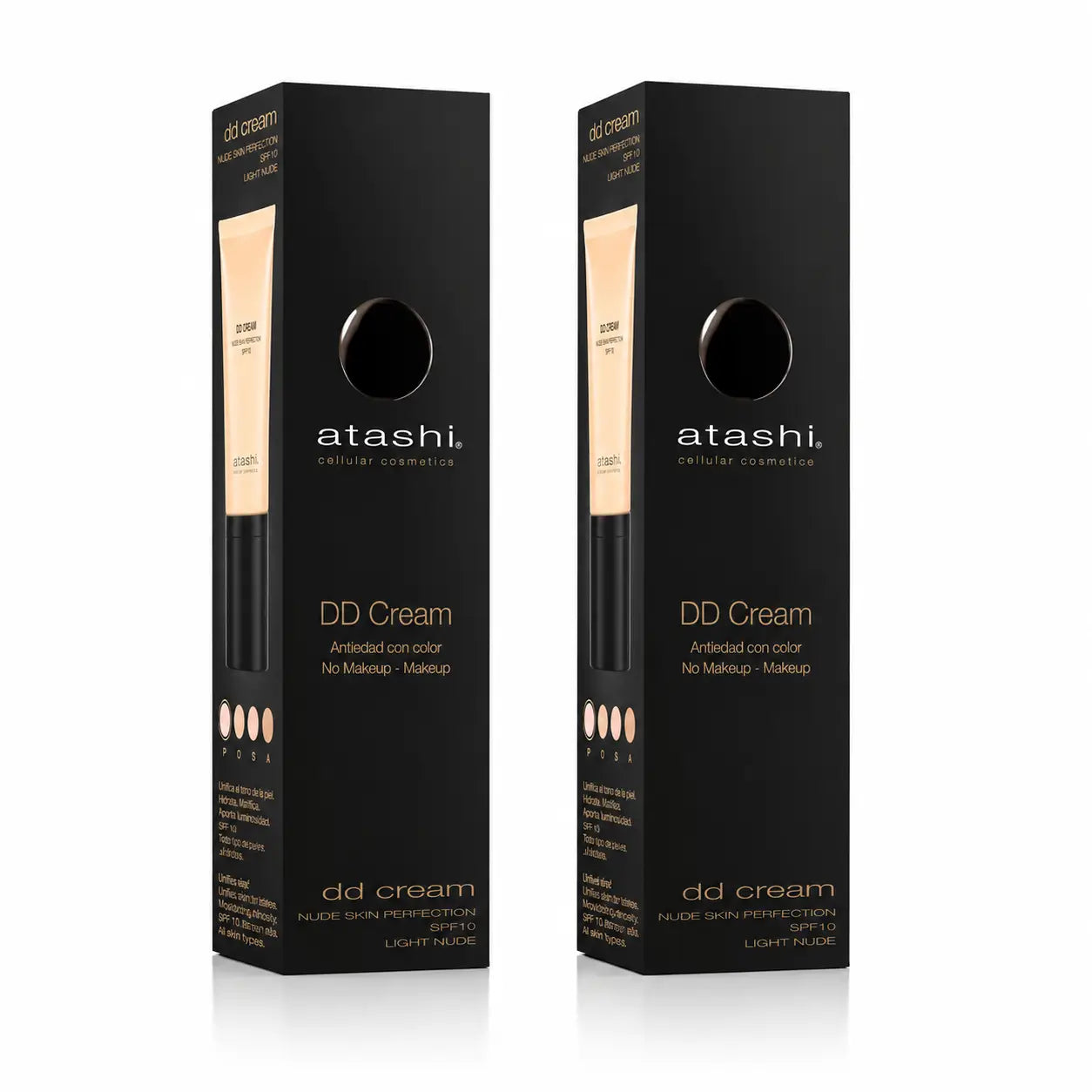 Atashi Dd Crema Idratante Con Colore Spf 15 - Tono Chiaro, confezione da 2