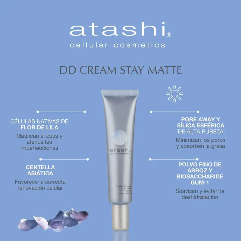  Atashi Fresh & Pure Dd Cream Crema opacizzante Stay Matte Medium Tone 40Ml