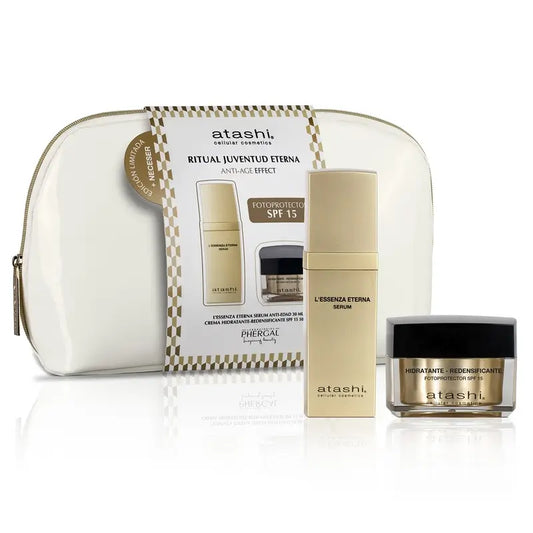 Atashi Ritual Eternal Youth Toilet Bag Siero Anti-Età Crema Idratante Ridensificante, 80 ml
