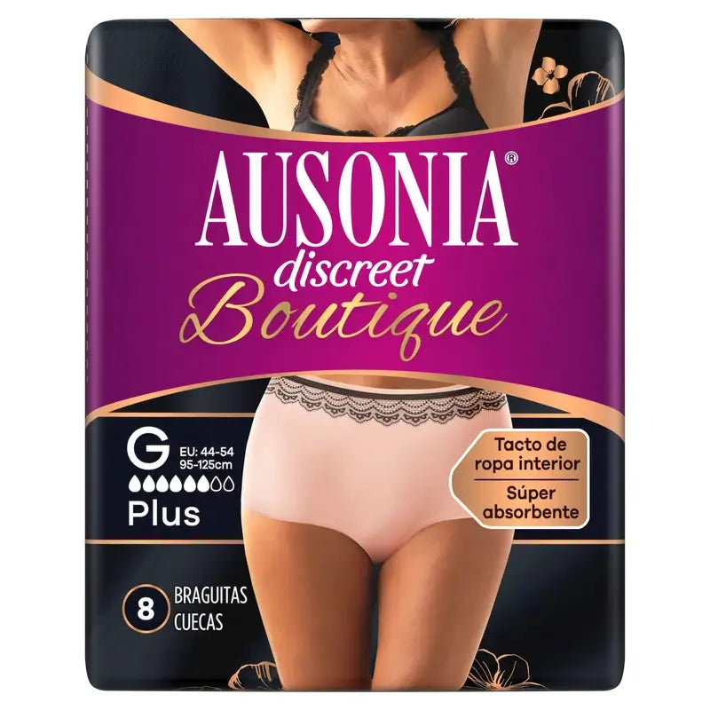 Ausonia Discreet Boutique Slip per incontinenza Beige Plus Size G, 8 Slip