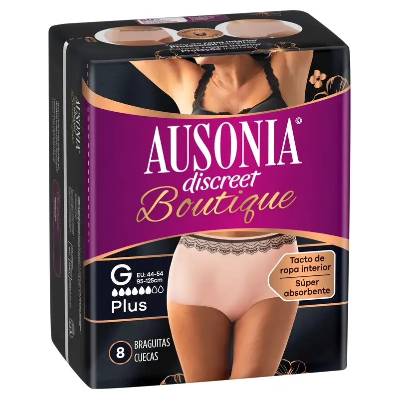 Ausonia Discreet Boutique Slip per incontinenza Beige Plus Size G, 8 Slip