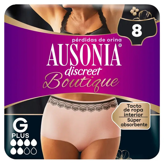 Ausonia Discreet Boutique Slip per incontinenza Beige Plus Size G, 8 Slip
