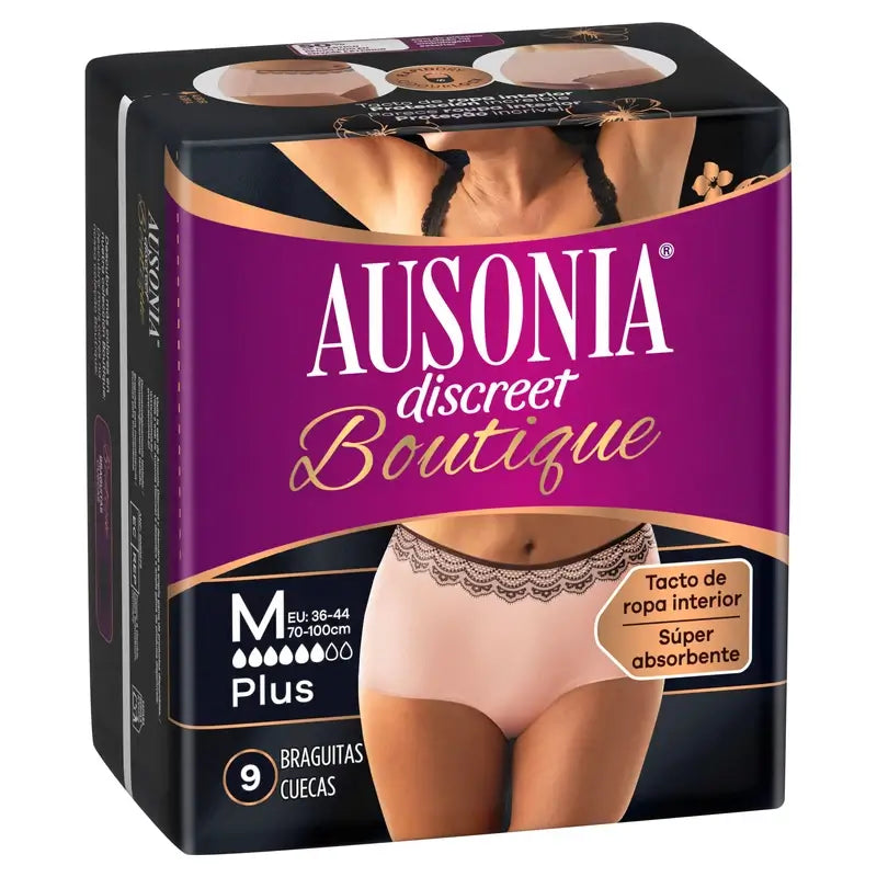 Ausonia Discreet Boutique Slip per incontinenza Beige Plus Size M, 9 Slip