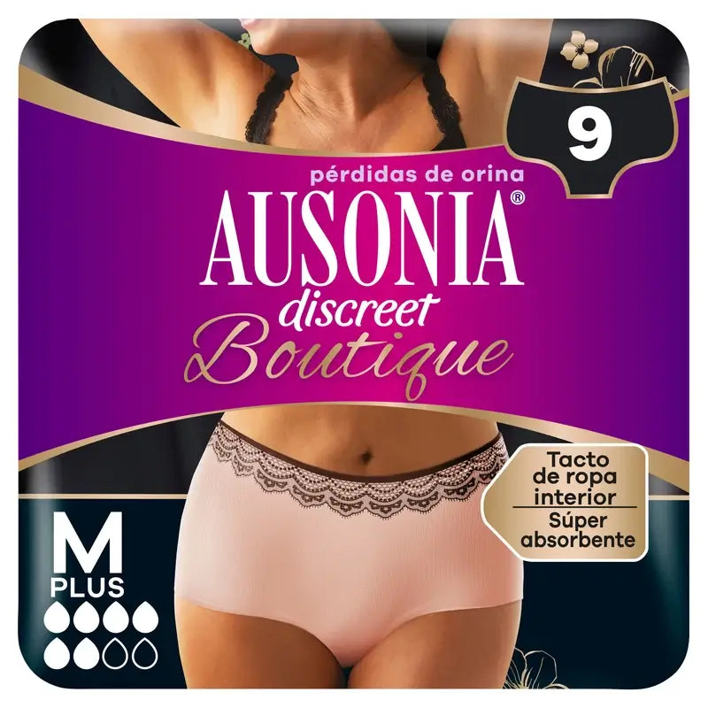 Ausonia Discreet Boutique Slip per incontinenza Beige Plus Size M, 9 Slip