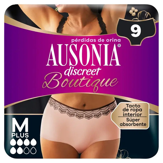 Ausonia Discreet Boutique Slip per incontinenza Beige Plus Size M, 9 Slip