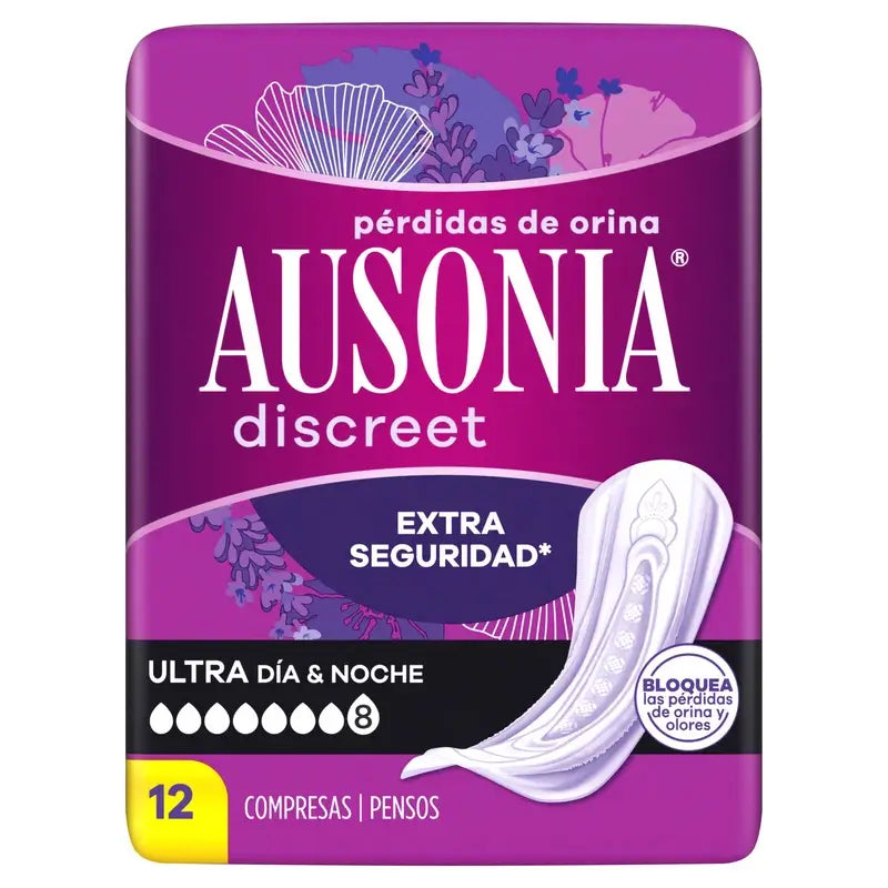 Ausonia Discreet Day & Night Ultra Urine Loss Pads, 12 unità