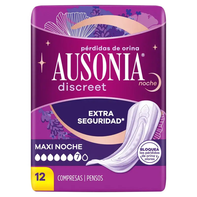 Ausonia Discreet Maxi assorbenti notturni per la perdita di urina, 12 unità