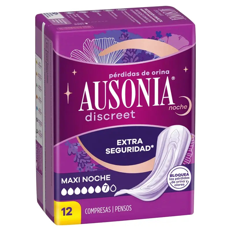 Ausonia Discreet Maxi assorbenti notturni per la perdita di urina, 12 unità