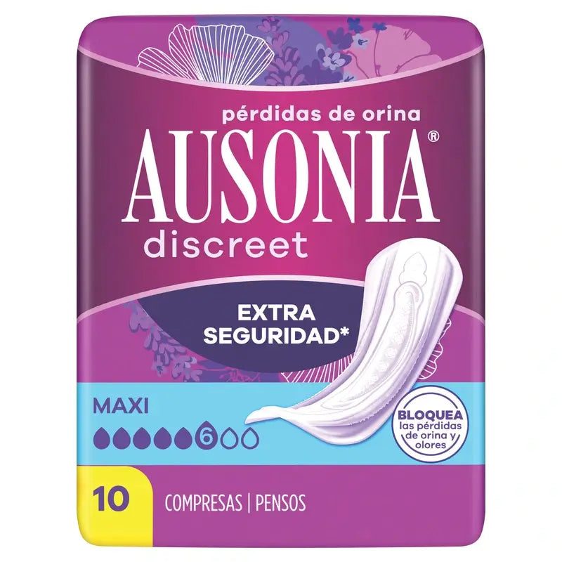 Ausonia Discreet Maxi Pads per perdite di urina, 10 unità