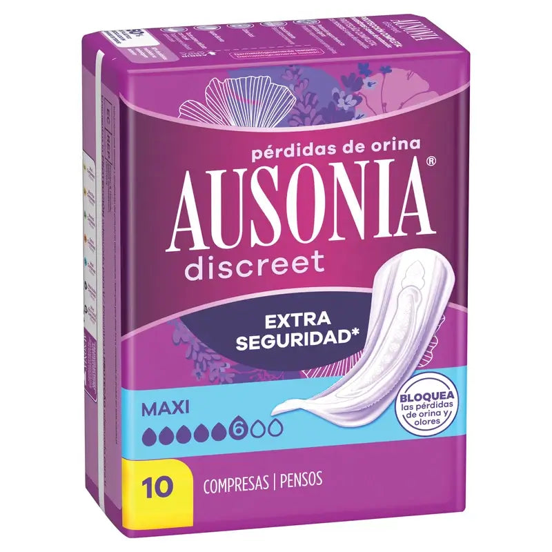 Ausonia Discreet Maxi Pads per perdite di urina, 10 unità