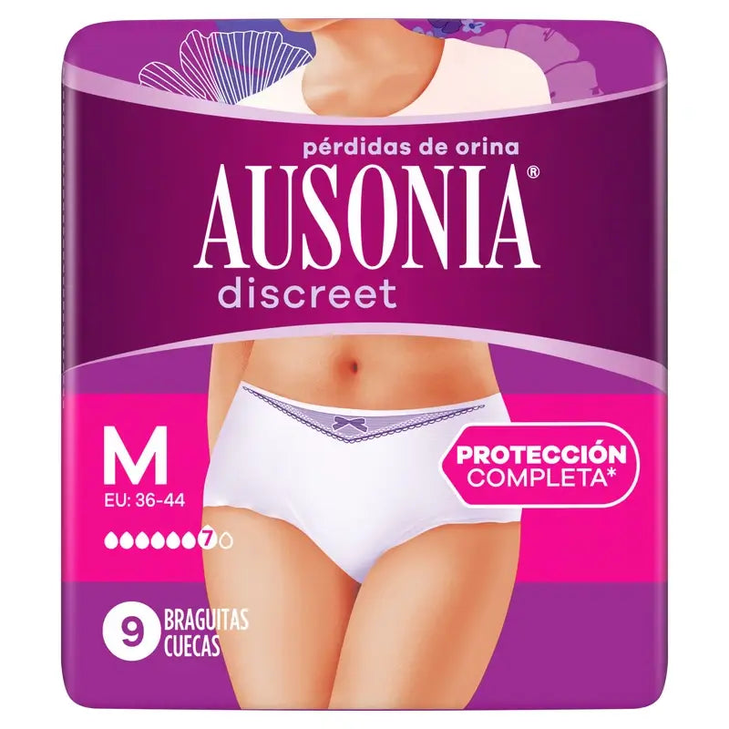 Ausonia Discreet Incontinence Briefs Plus Size M, 9 Slip