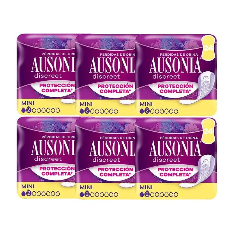 Ausonia confezione di assorbenti discreti per la perdita di urina per le donne Mini, 6 x 24 unità