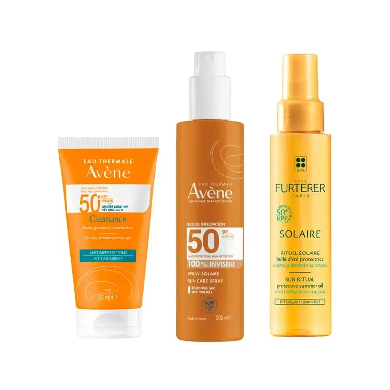 Avène Cleanance Spf 50+ 50 Ml + Spray Invisibile Spf 50 200 Ml + Olio solare protettivo Kpf 50⁺ 100 Ml