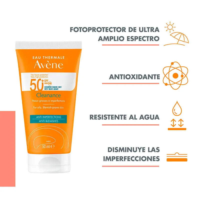 Avène Cleanance Solar SPF 50+, pelle grassa, 50 ml