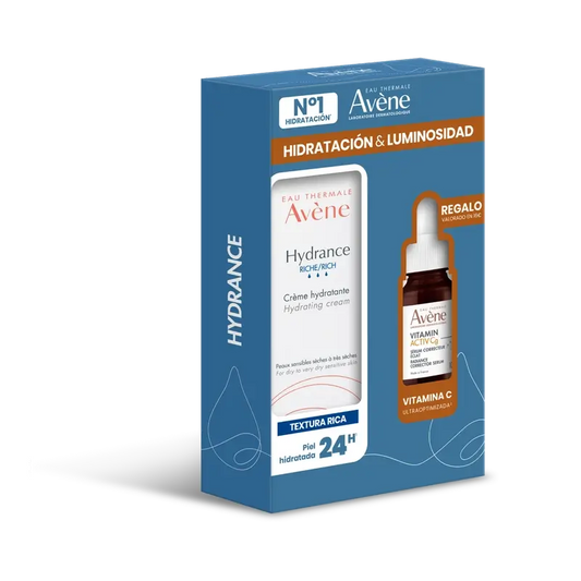 Avène Pack Hydrance Rich Moisturising Cream + Gift Vitamin Activ Cg Brightening Corrective Serum 10Ml