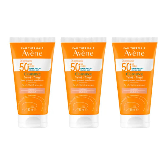 Avène Cleanance Spf 50+ Protettore del viso con colore, 3 x 50 ml
