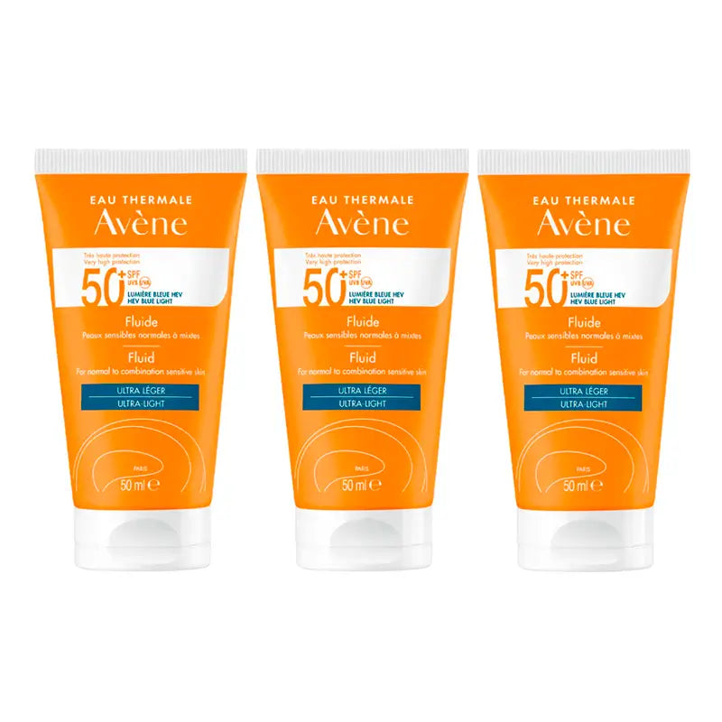 Avène Protezione solare fluida Spf50+, 3 x 50 ml