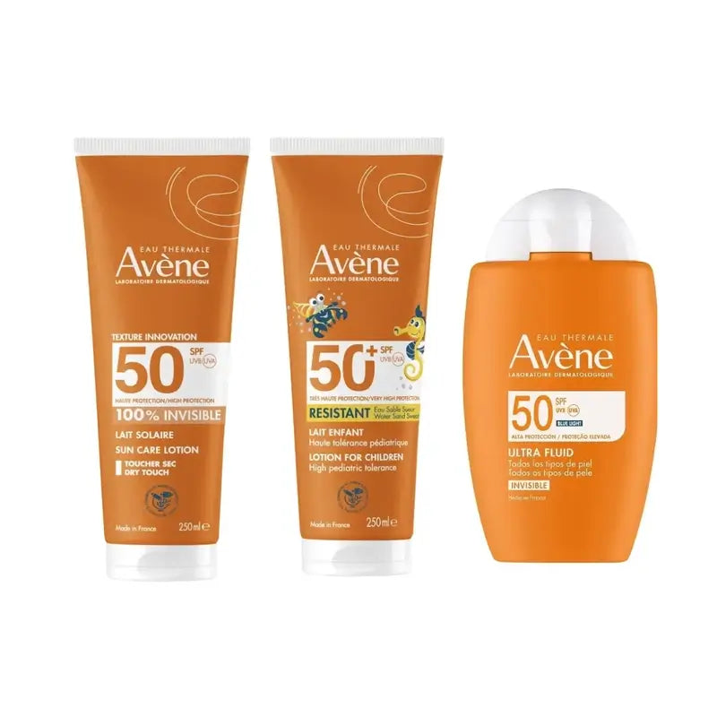 Avène Fluido Ultra Invisibile Spf50 50 Ml + Latte Invisibile Spf 50 250 Ml + Latte Spf 50+ Bambini 250 Ml