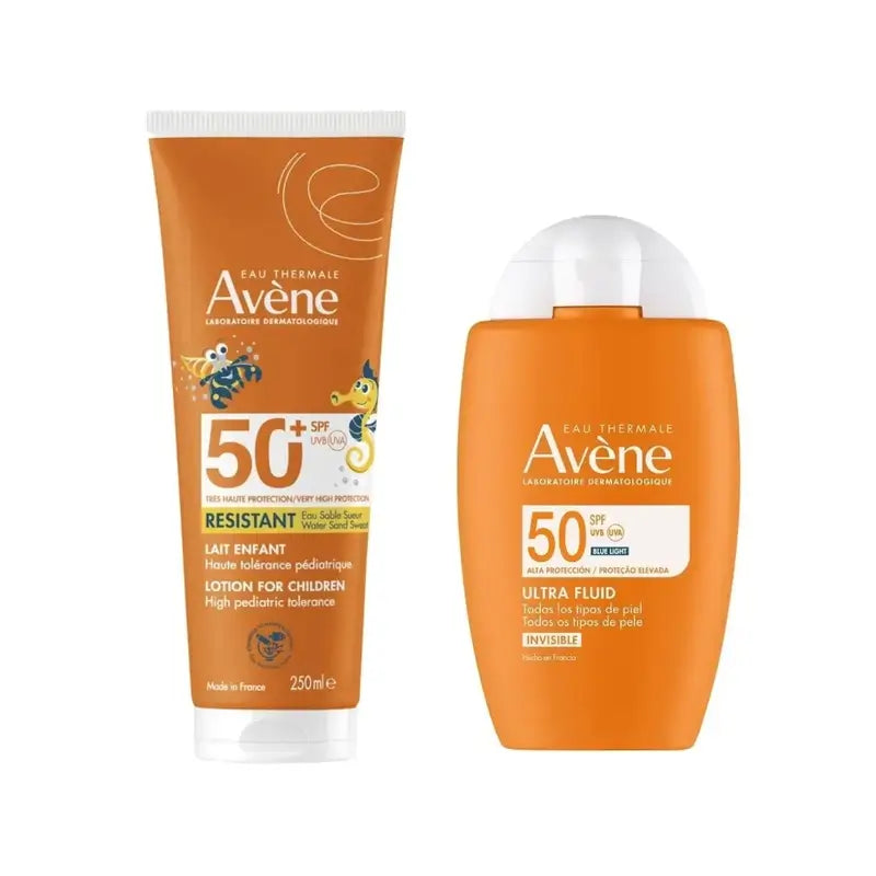 Avène Fluido Ultra Invisibile Spf50 50 Ml + Latte Spf 50+ Bambini 250 Ml