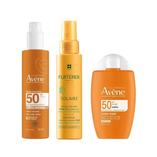 Avène Fluido Ultra Invisibile Spf50 50 Ml + Spray Invisibile Spf 50 200 Ml + Fluido Protettivo Solare Kpf 50⁺ 100 Ml