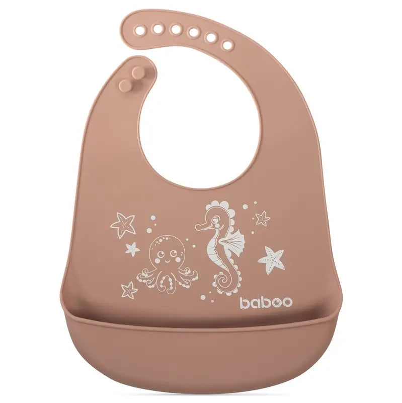 Baboo Bavaglino in silicone morbido con tasca Cacao, 4+ mesi, 1 pz.