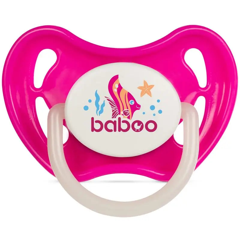 Baboo Succhietto simmetrico in silicone, fosforescente, rosa 6+ mesi