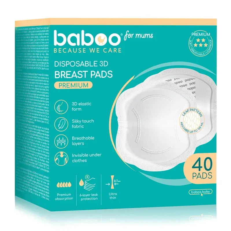 Baboo Ultra-Slim Pads assorbenti monouso per l'allattamento al seno, 40 pz.