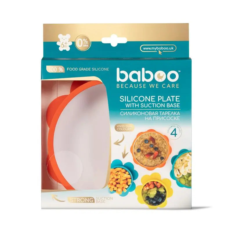 Baboo Piatto in silicone antiscivolo, 6+ mesi Arancione