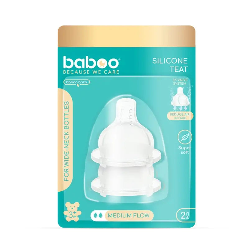 Baboo Tettarelle anticolica a collo largo a medio flusso, 3+ mesi , 2 pezzi