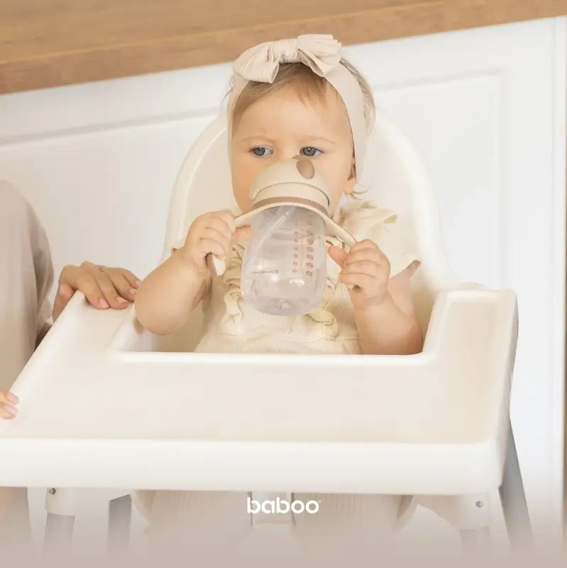 Baboo Au Naturale Tazza di apprendimento in silicone con cannuccia 9+ mesi, 260 ml