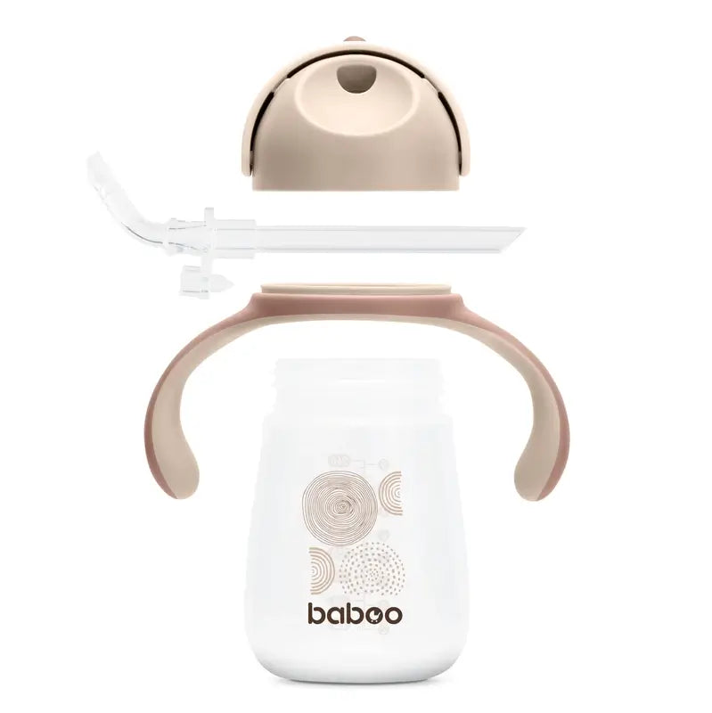 Baboo Au Naturale Tazza di apprendimento in silicone con cannuccia 9+ mesi, 260 ml