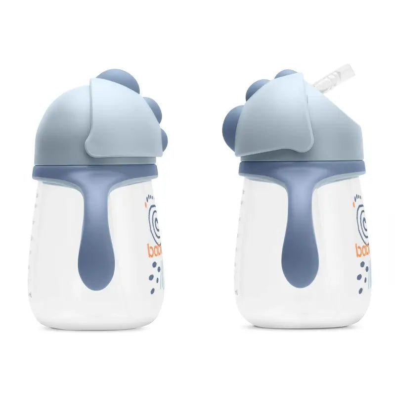 Baboo Blue Haze Tazza didattica in silicone con cannuccia 9+ mesi, 260 ml