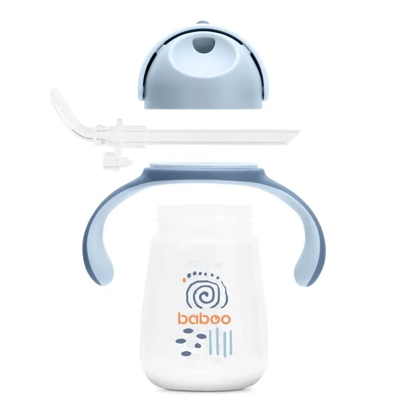 Baboo Blue Haze Tazza didattica in silicone con cannuccia 9+ mesi, 260 ml