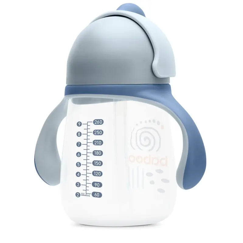 Baboo Blue Haze Tazza didattica in silicone con cannuccia 9+ mesi, 260 ml