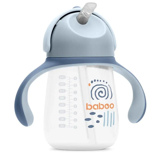 Baboo Blue Haze Tazza didattica in silicone con cannuccia 9+ mesi, 260 ml