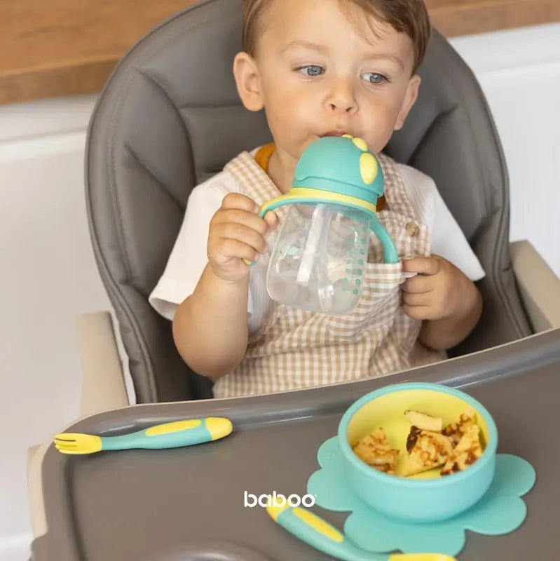 Baboo Lagoon Fiesta Tazza di apprendimento in silicone con cannuccia 9+ mesi, 260 ml