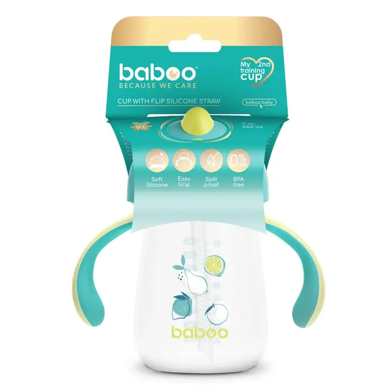 Baboo Lagoon Fiesta Tazza di apprendimento in silicone con cannuccia 9+ mesi, 260 ml